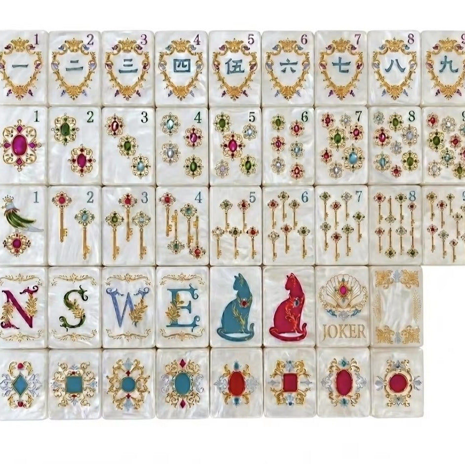 Elegant Pearl Acrylic Mahjong Tiles Set Classic Table Game