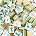 Green Stripe Acrylic Mahjong Set Portable Game Tiles