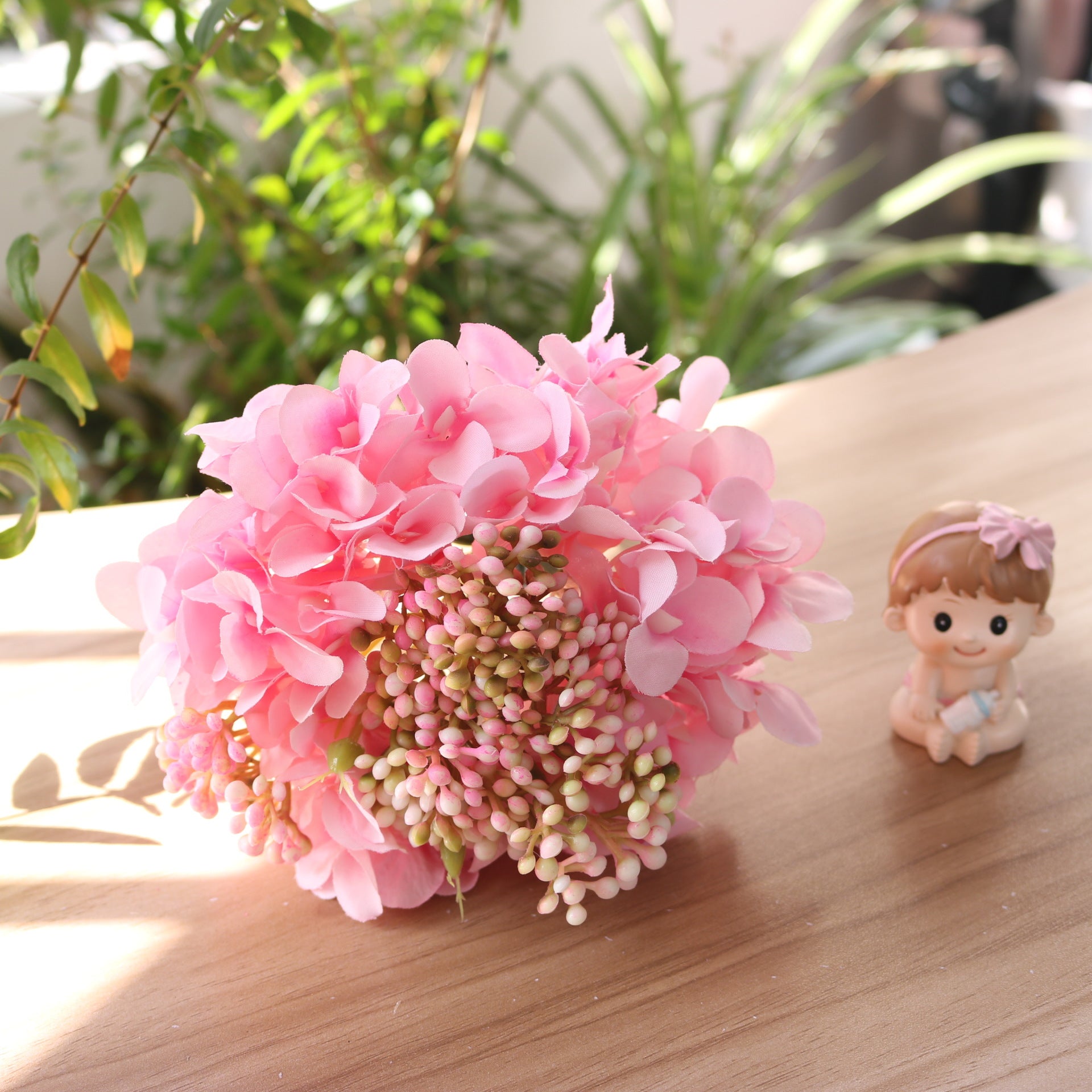 Artificial Hydrangea Carnation Bouquet Faux Flowers Decor