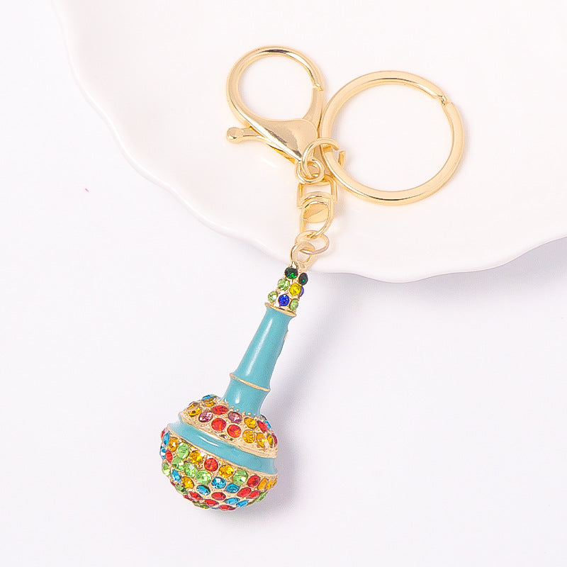 Rhinestone Microphone Keychain Chic Metal Bag Charm Gift