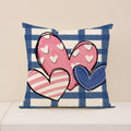 Pink Blue Heart Plaid Valentine Pillow Cover for Couch Decor