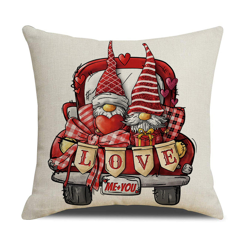 Valentine Gnome Throw Pillow Cover Romantic Letter Decor