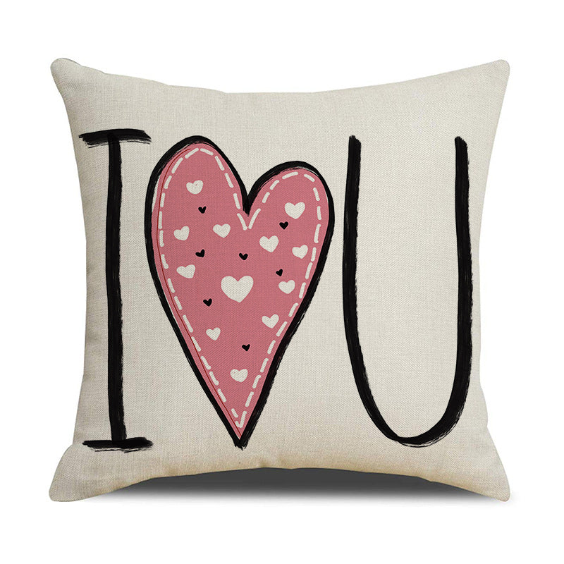 Valentine Heart Love Print Pillow Covers Set for Home Decor