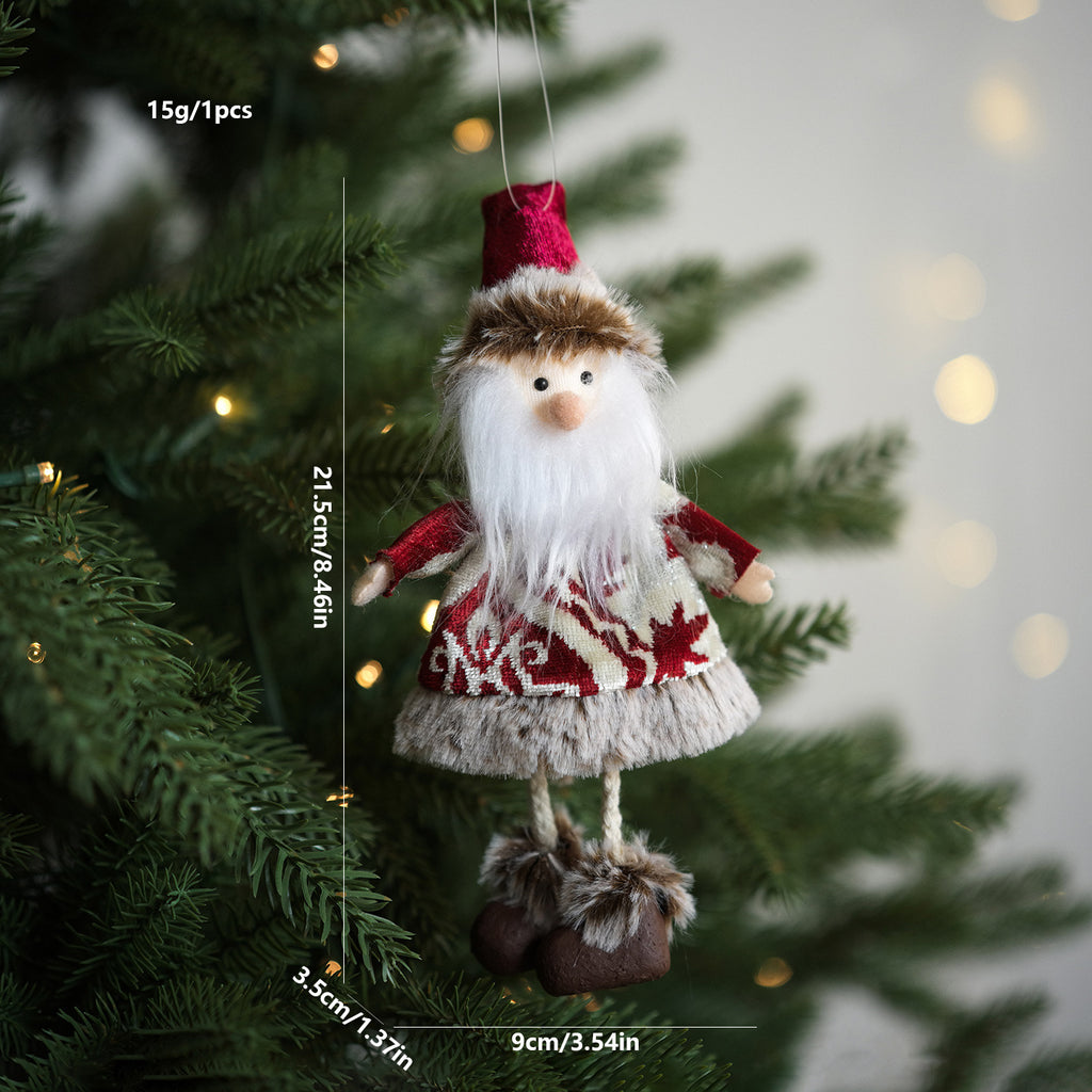 Cozy Plush Christmas Ornaments Santa Snowman Reindeer Girl