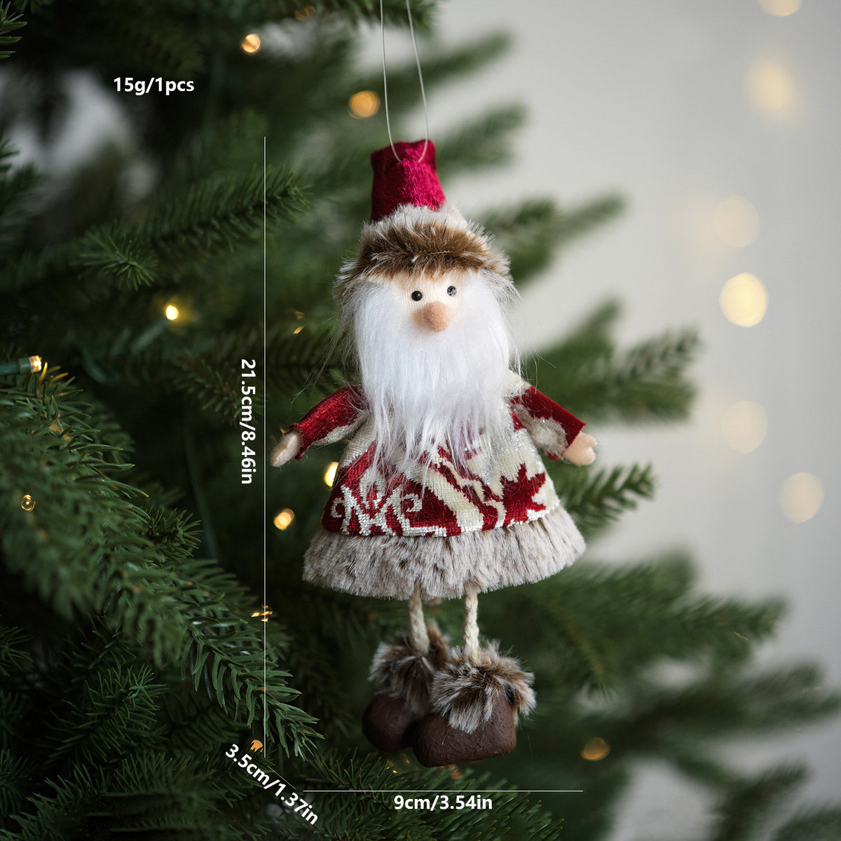 Cozy Plush Christmas Ornaments Santa Snowman Reindeer Girl