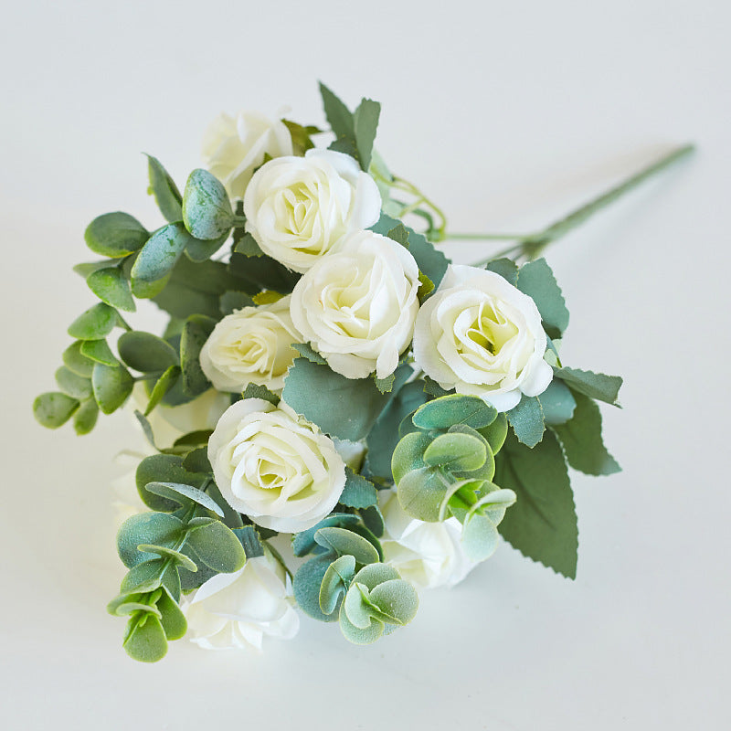 Artificial Mini Rose Bouquet Faux Silk Floral Arrangement