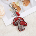 Rhinestone Mushroom Tassel Keychain Bag Charm