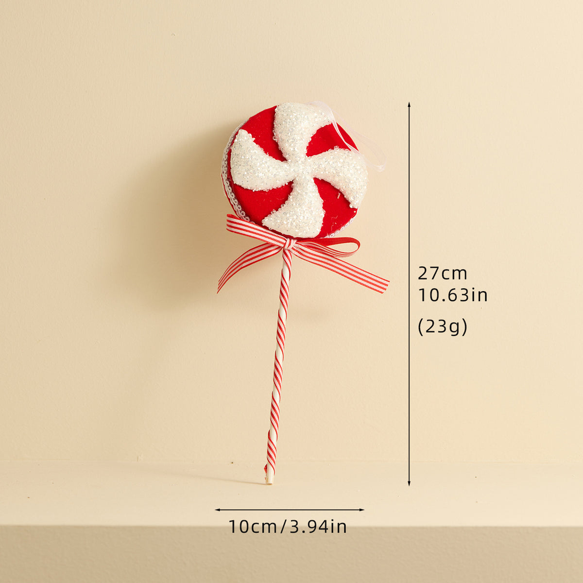 Christmas Candy Cane Lollipop Plush Ornament Holiday Tree Decor