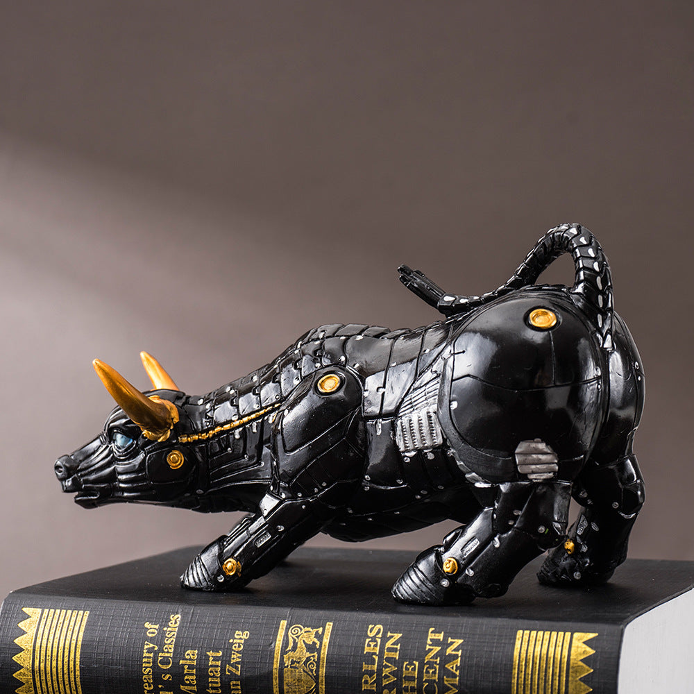 Resin Bull Statue Animal Decor for Home Office Desk Gift