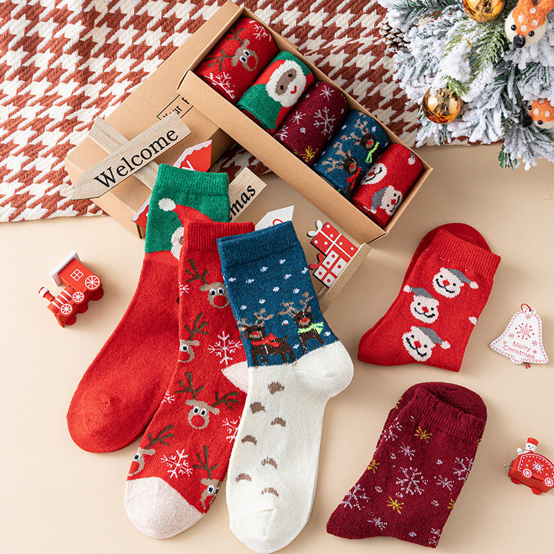 Christmas Polyester Socks Gift Set Holiday Crew Socks