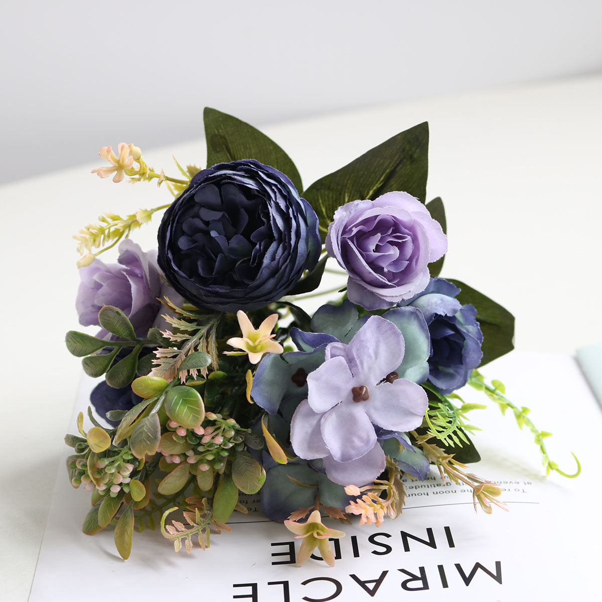 Valentine Faux Peony Rose Hydrangea Mini Bouquet Home Decor