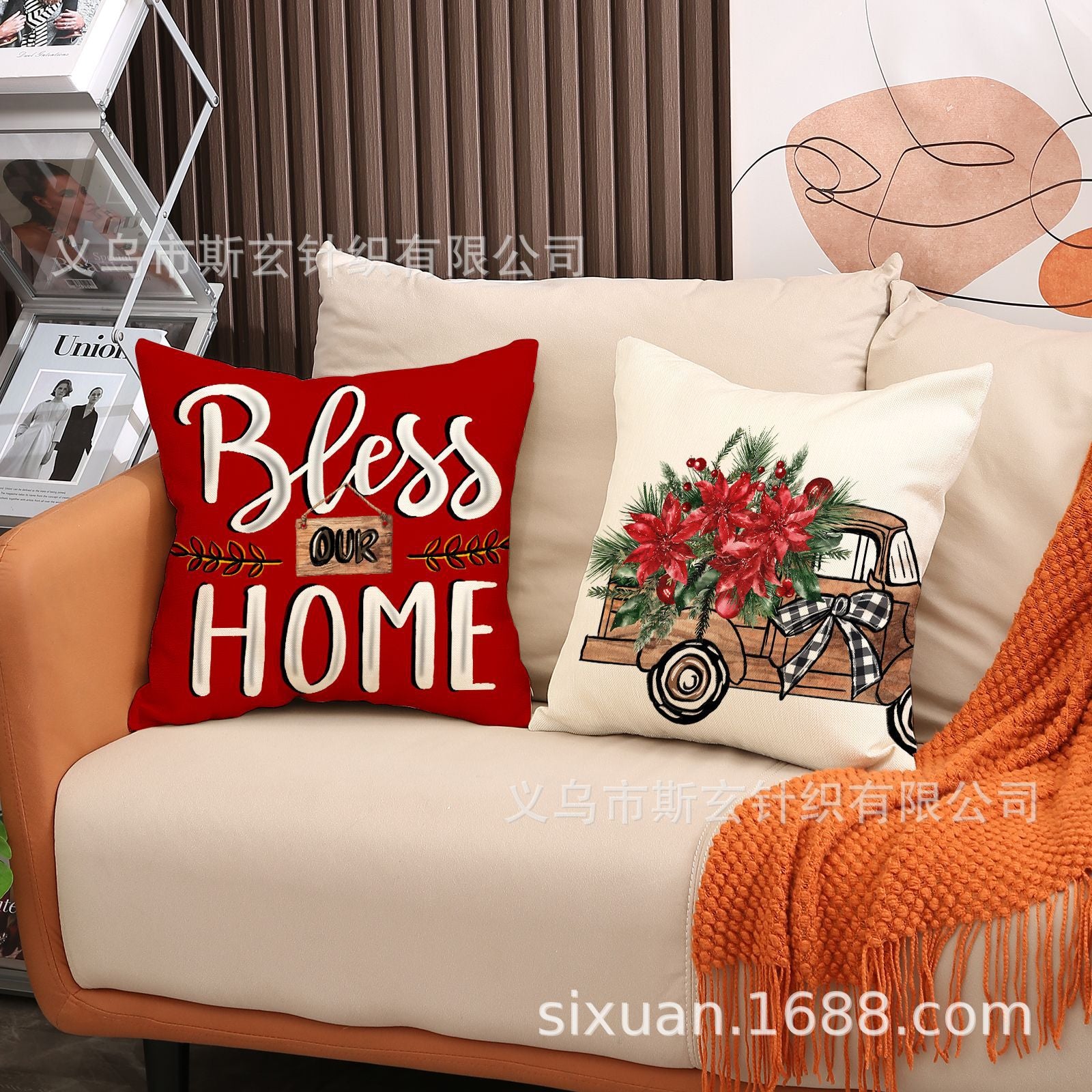 Valentine’s Day Linen Pillow Cover Holiday Letter Home Decor