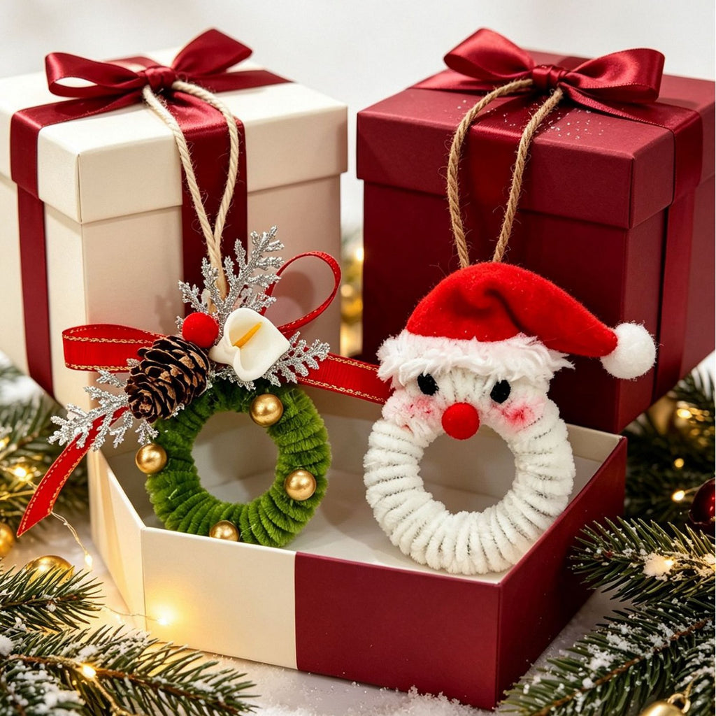 Mini Christmas Wreath Ornament Holiday Tree Hanging Decor