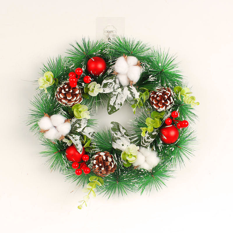Snow Frosted Pinecone Christmas Wreath with Red Berries