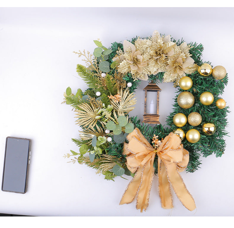 Christmas Ornament Wreath with Pine Needles for Door Decor