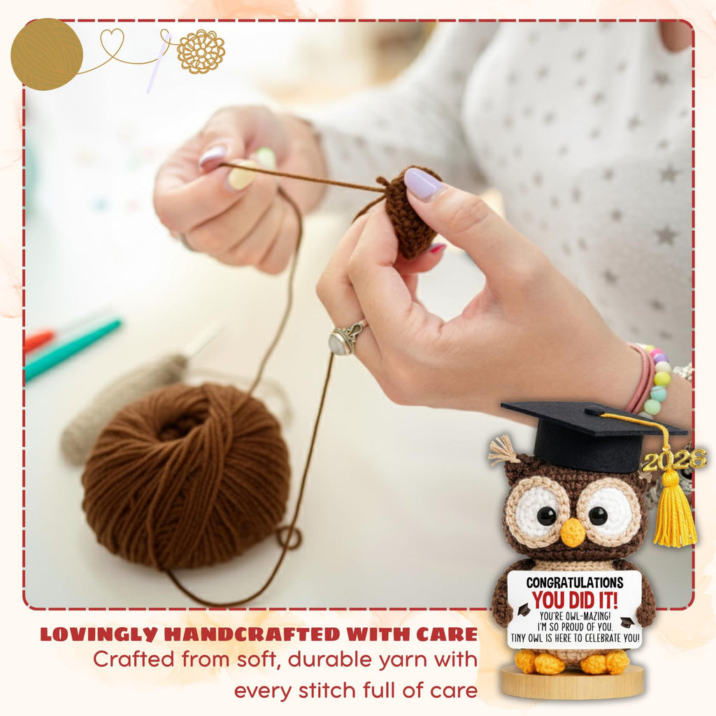 Handmade Crochet Owl Plush Doll Graduation Gift Decor