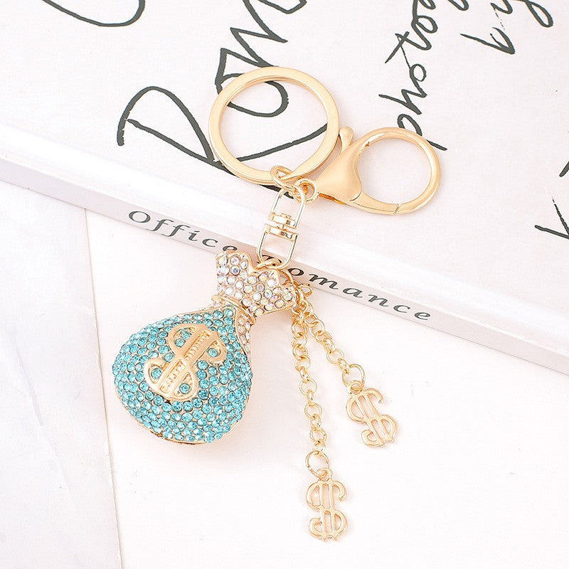 Lucky Money Bag Crystal Keychain Sparkling Charm
