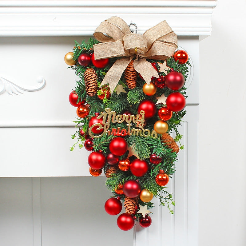 Christmas Teardrop Swag with Pine Cones and Ornaments