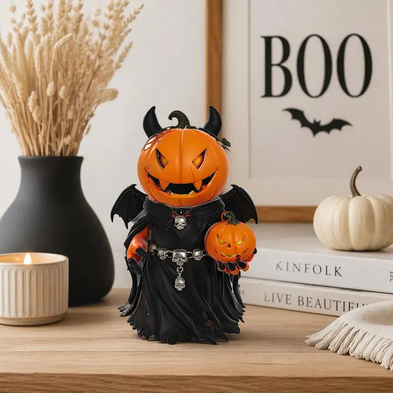 Halloween Pumpkin Devil Resin Figurine Home Decor