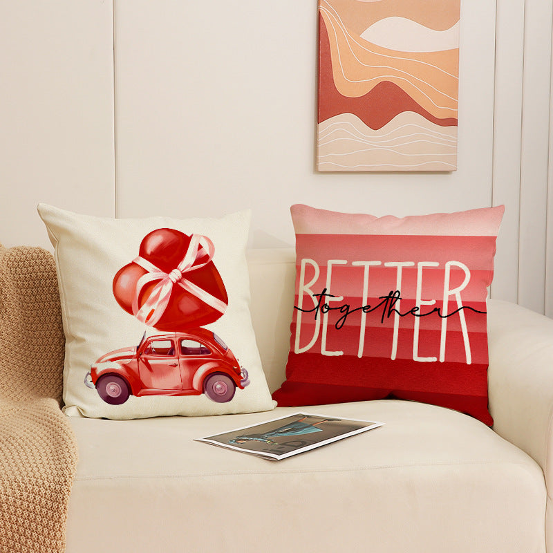 Valentine Red Heart Pillow Covers Set for Sofa Home Decor