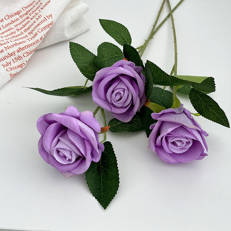 Valentine’s Day Single Stem Silk Rose for Romantic Decor