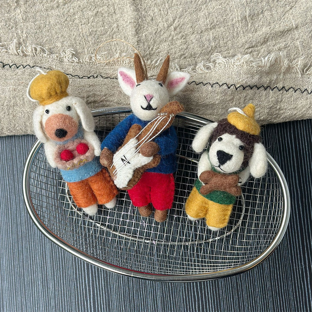 Handmade Wool Felt Animal Puppy Bear Hanging Ornament Bag Charm