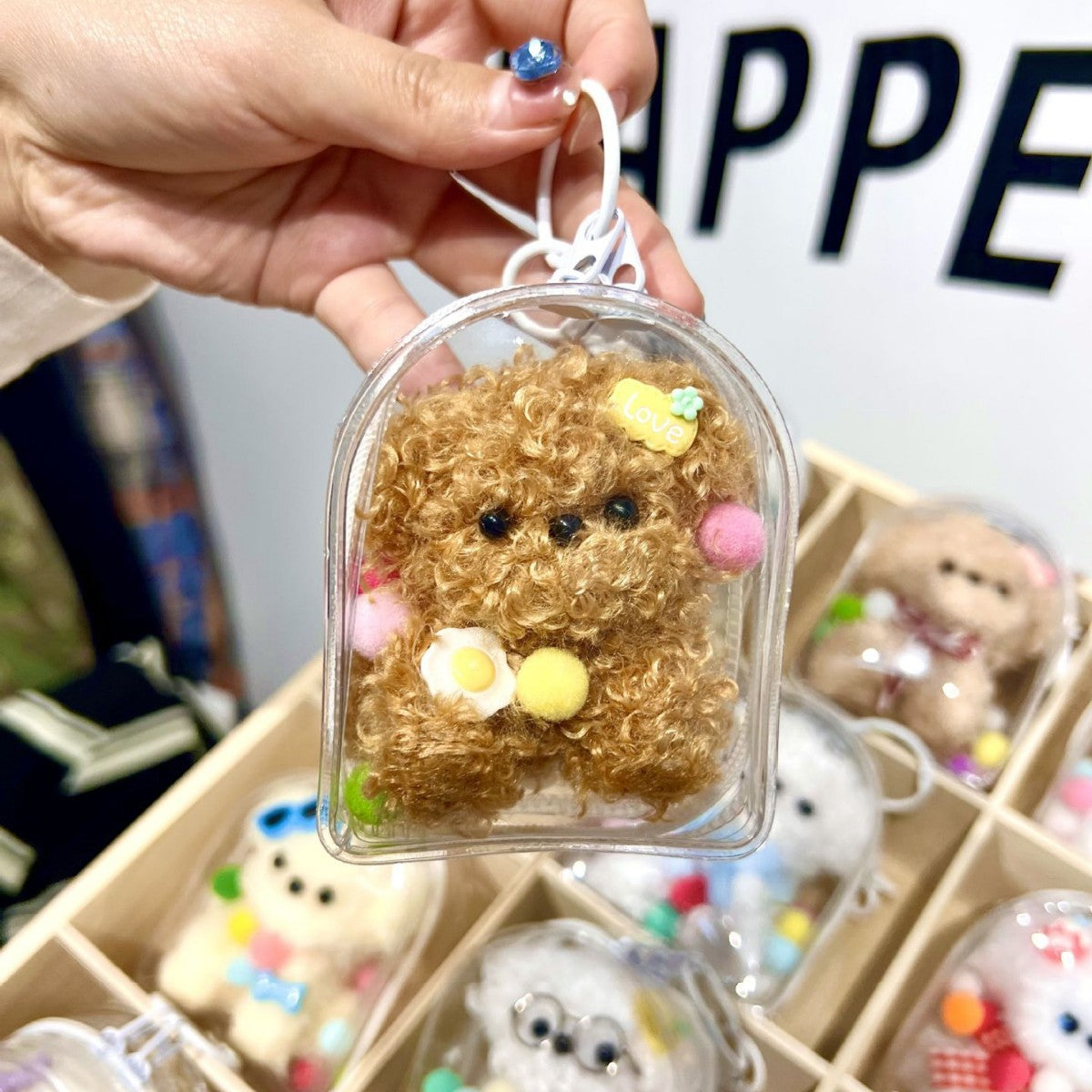 Cute Plush Puppy Bag Charm Mini Keychain Pouch