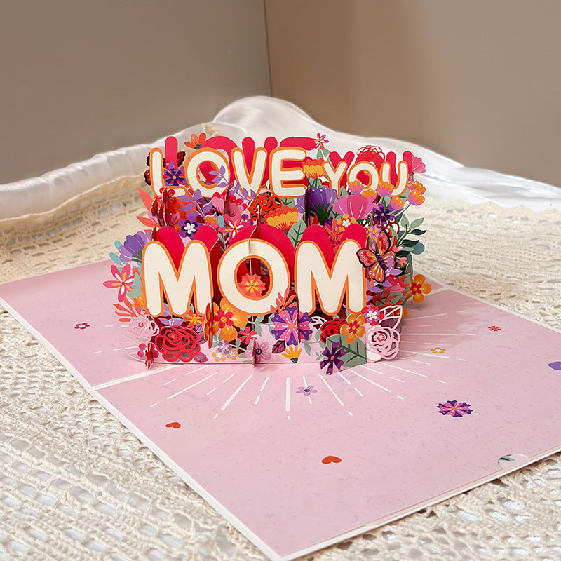 Mothers Day 3D Pop Up Card Love You Mom Floral Gift