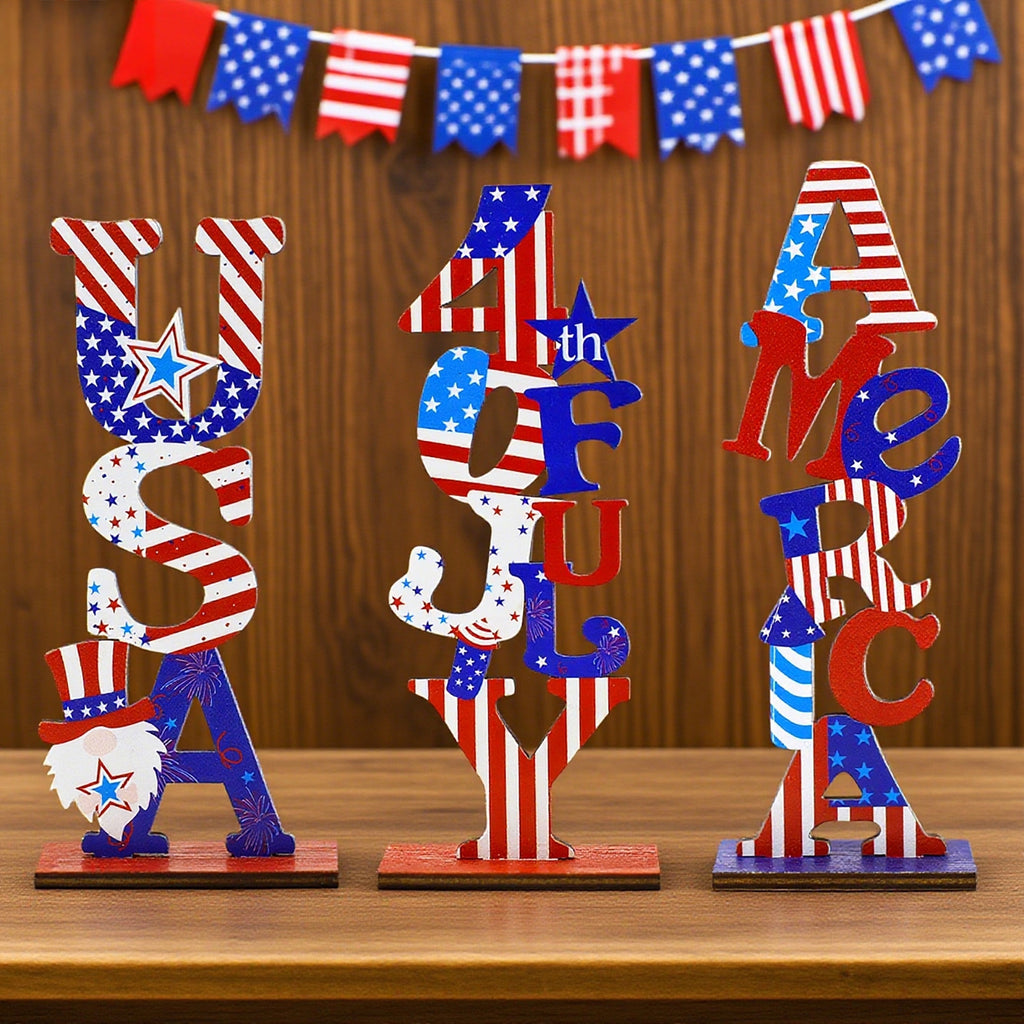 USA Independence Day Wooden Letter Decor Table Sign