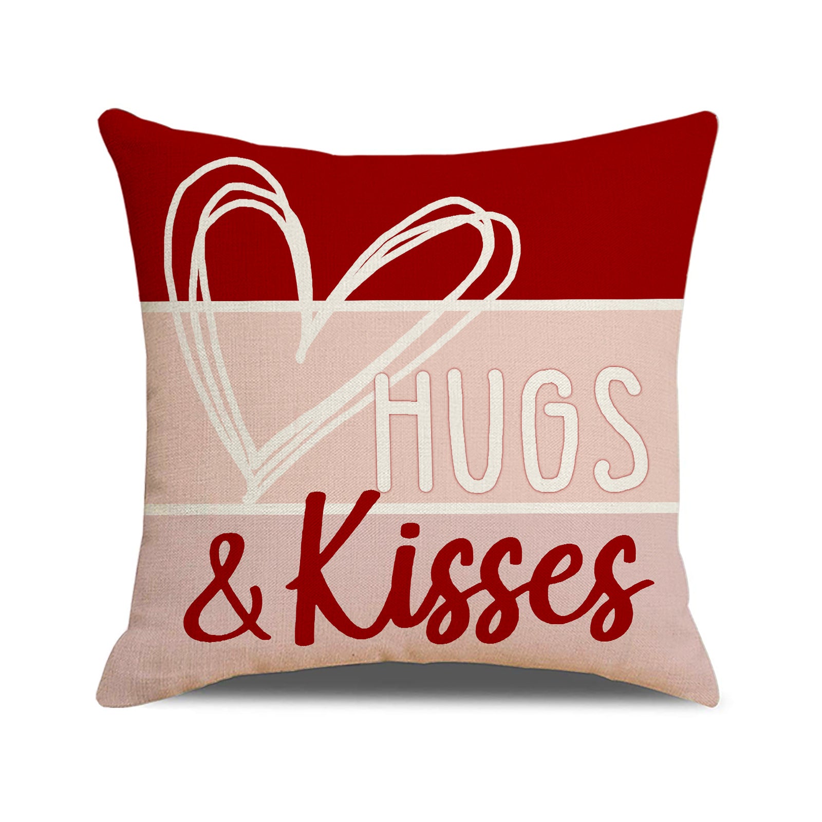 Valentine Heart Print Linen Pillow Covers Set for Home Décor