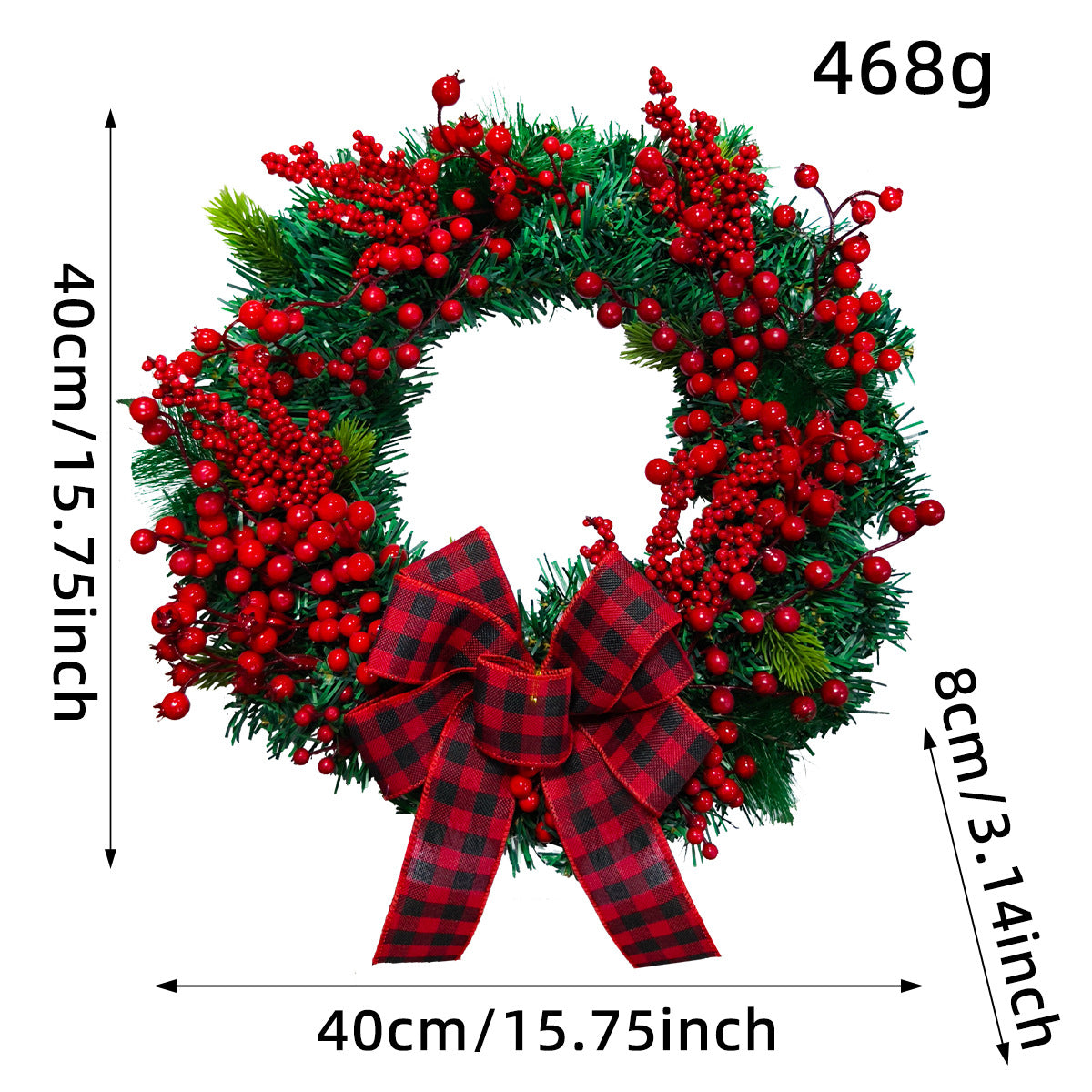 Handmade Christmas Wreath with Bow and Pine Accents