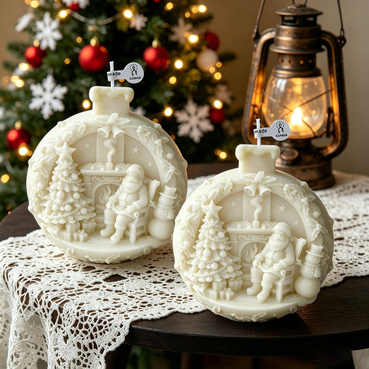 Christmas Ball Candle Holiday Decorative Candle for Seasonal Home Decor