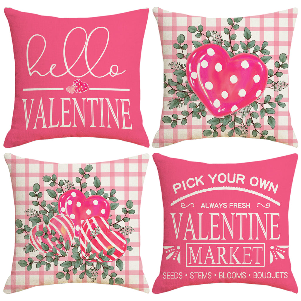 Pink Valentine Pillow Covers Set Love Heart Home Decor