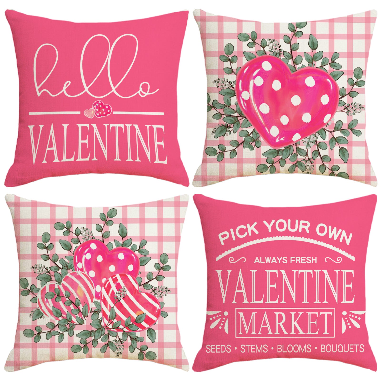 Pink Valentine Pillow Covers Set Love Heart Home Decor