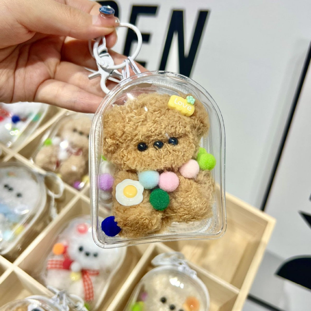 Cute Plush Puppy Bag Charm Mini Keychain Pouch