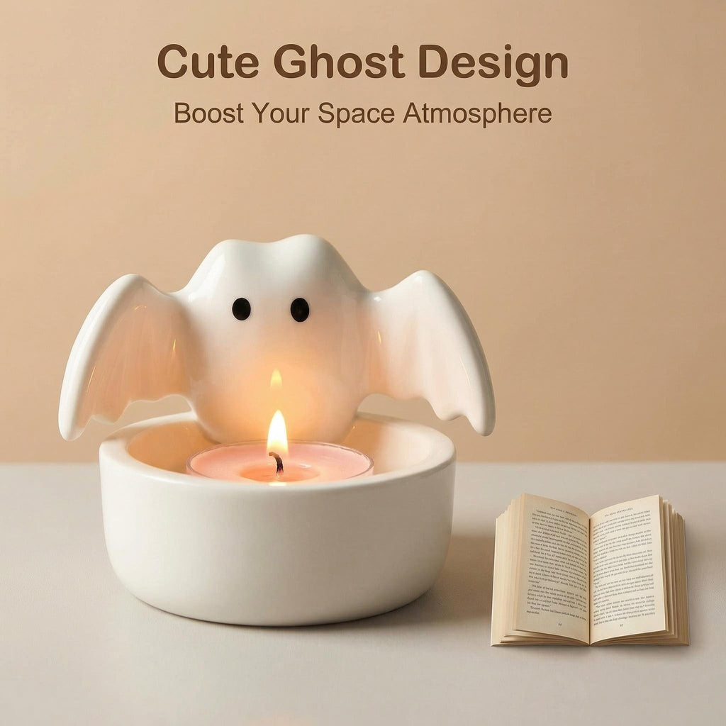 Cute Ghost Ceramic Candle Holder for Halloween Decor