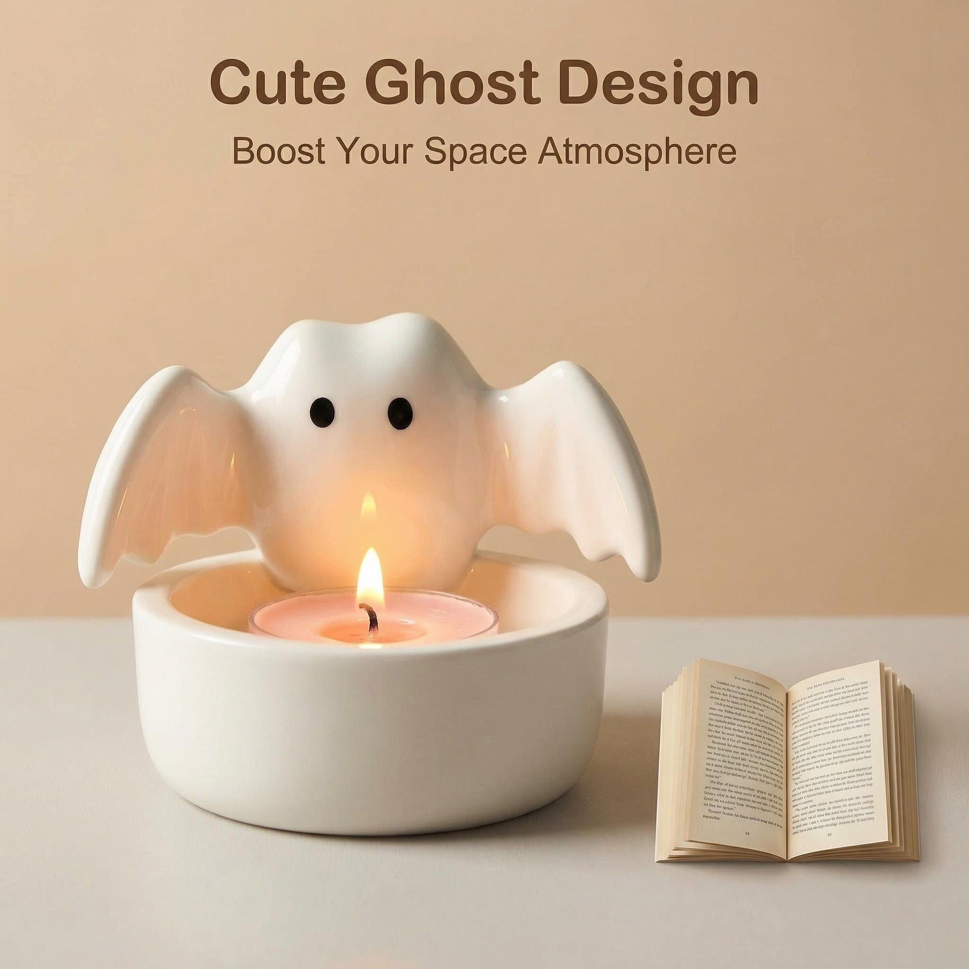 Cute Ghost Ceramic Candle Holder for Halloween Decor