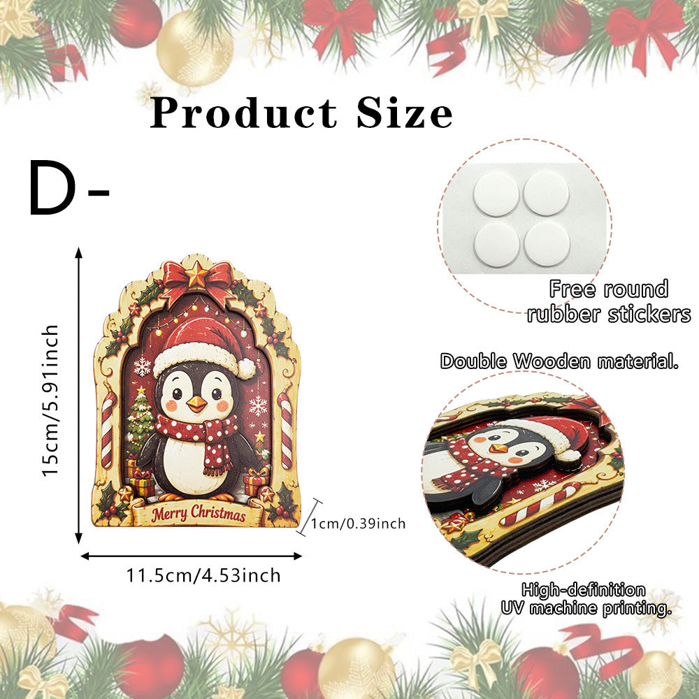 Christmas Wooden Santa Snowman Reindeer Character Tabletop Decor