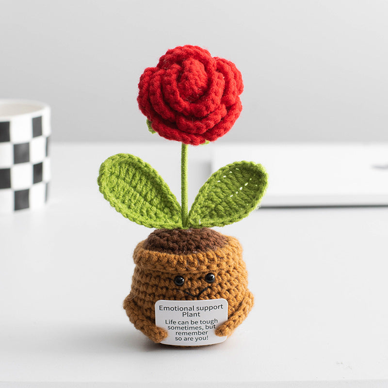 Valentine Holiday Decorations Crochet Flower Pot Decor