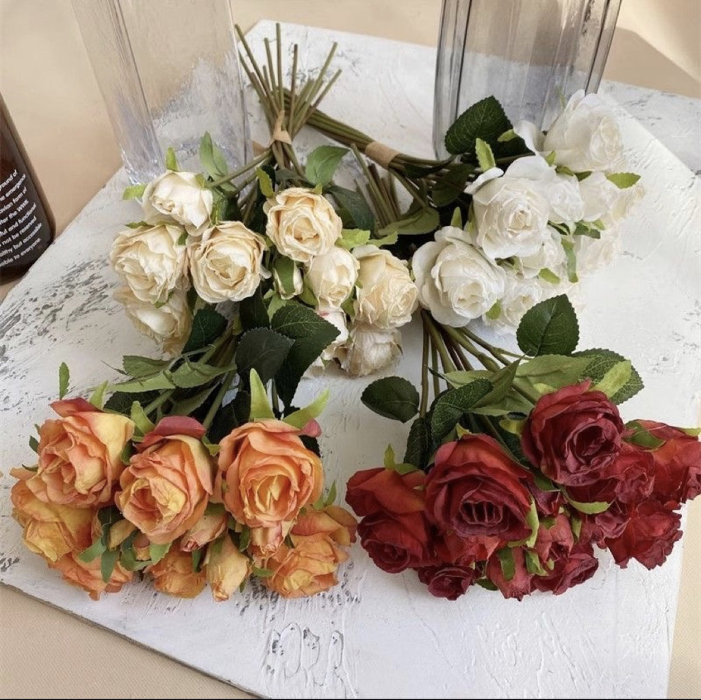 Valentine’s Day Faux Burnt Edge Rose Bouquet for Home Decor