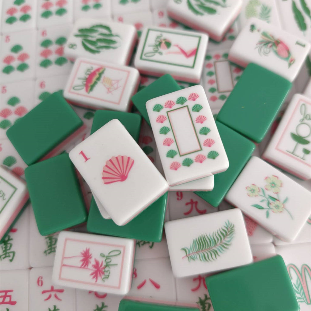Green Acrylic Mahjong Set Classic Game Tiles