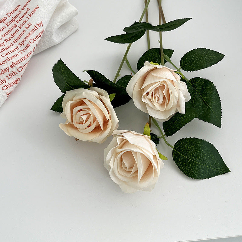 Valentine’s Day Single Stem Silk Rose for Romantic Decor