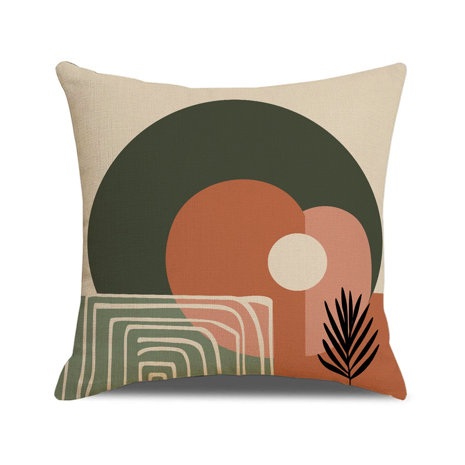 Minimalist Botanical Square Faux Linen Throw Pillow Cover