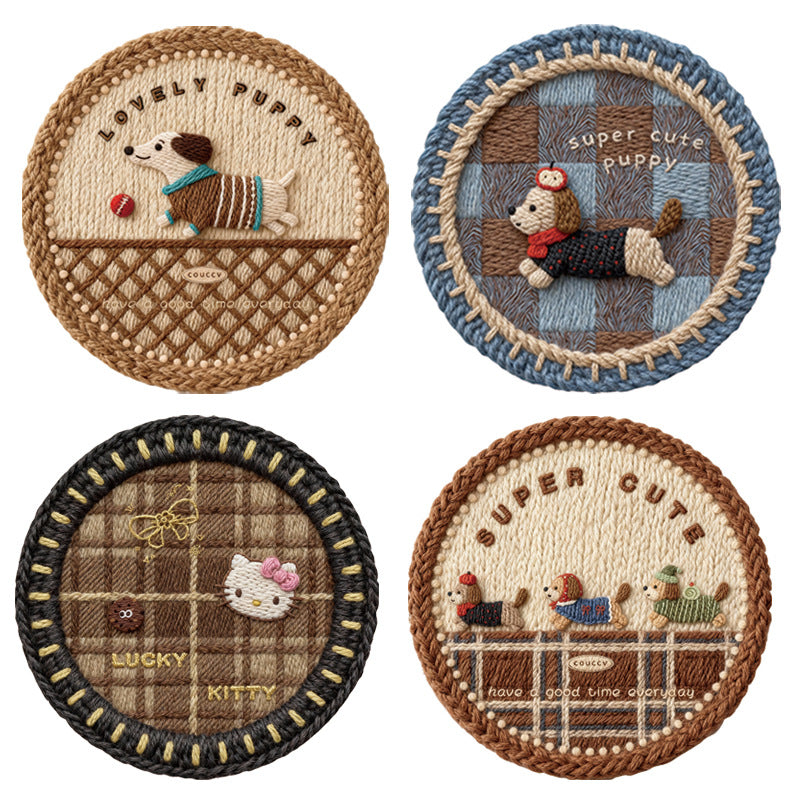 Round Silicone Drink Coaster with Woven Pattern Design