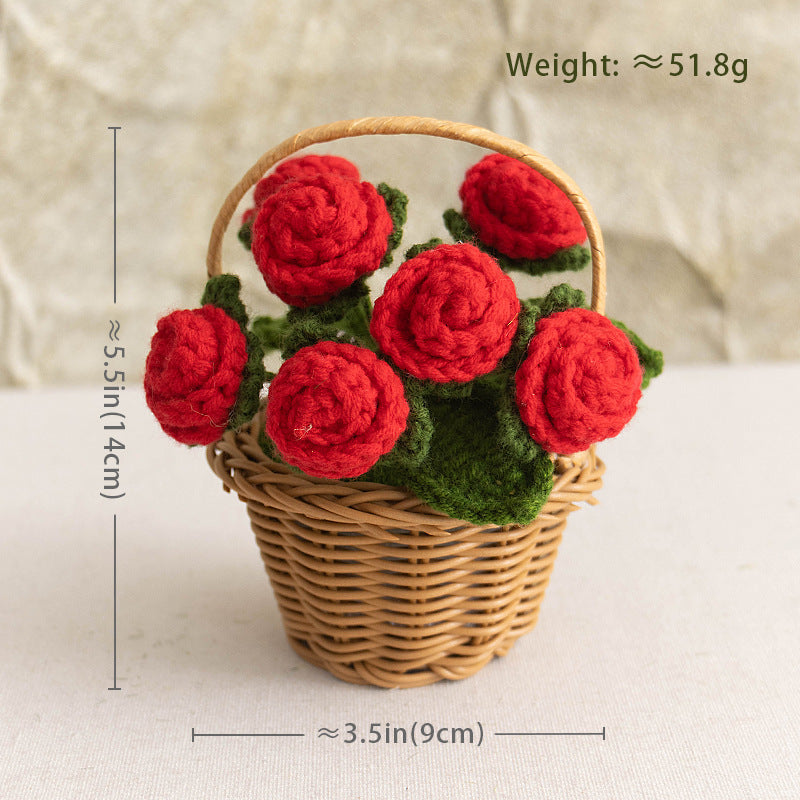 Valentine Holiday Decorations Crochet Flower Handmade Decor