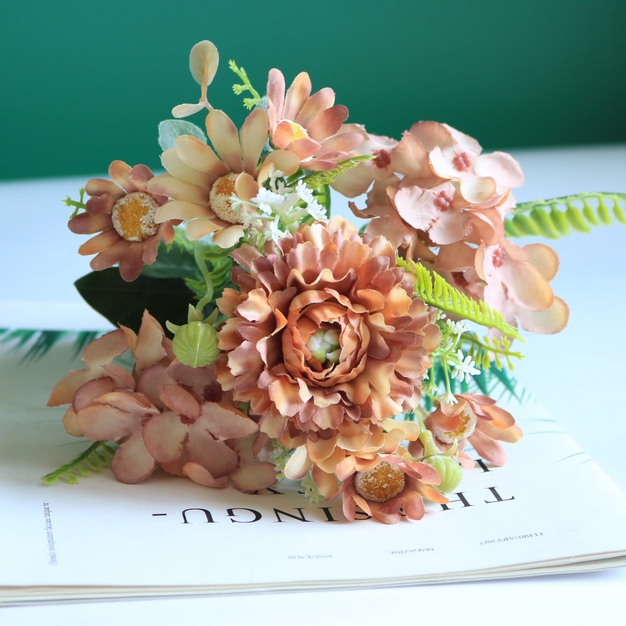 Valentine Faux Hydrangea Carnation Daisy Bouquet Home Decor
