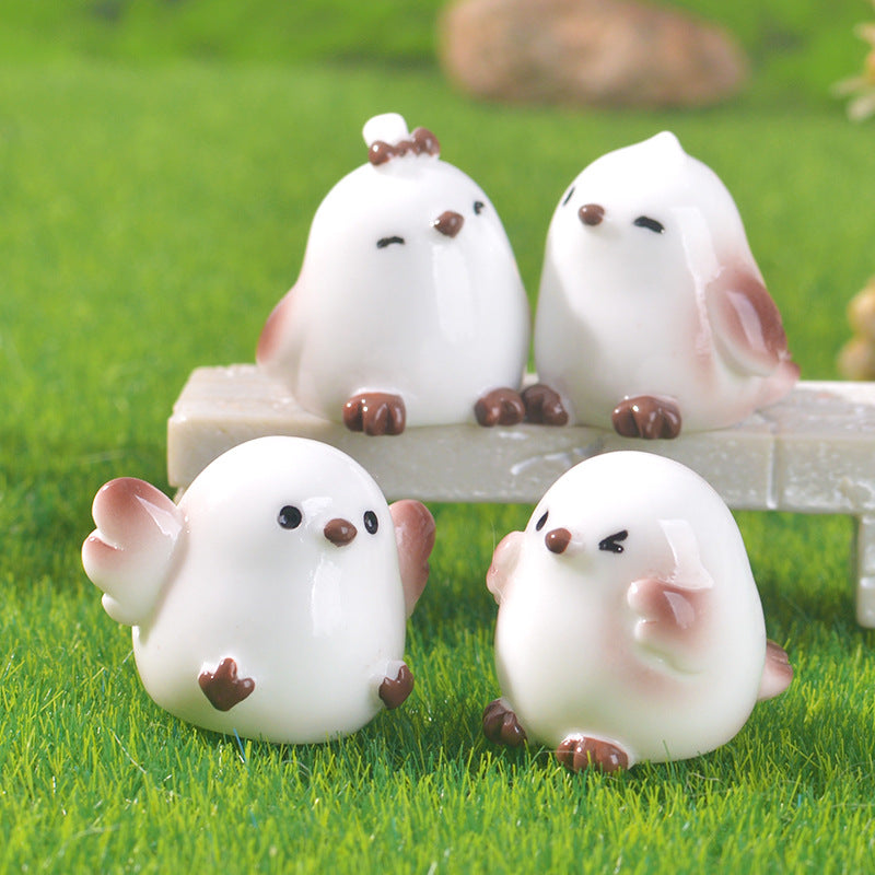 Resin Mini Bird Figurines Garden Decor Collectible
