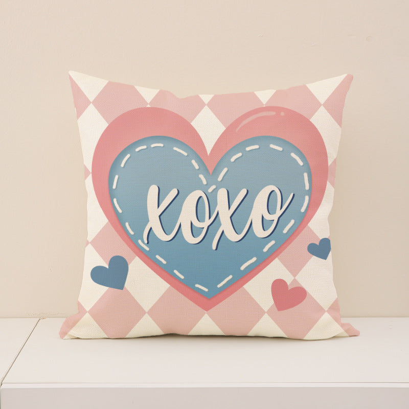 Love Forever Pink and Blue Heart Valentine Pillow Covers Set