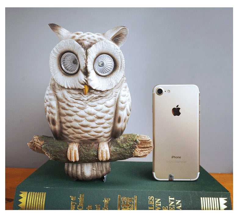 Solar Owl Garden Statue Resin Outdoor Yard Light Decor