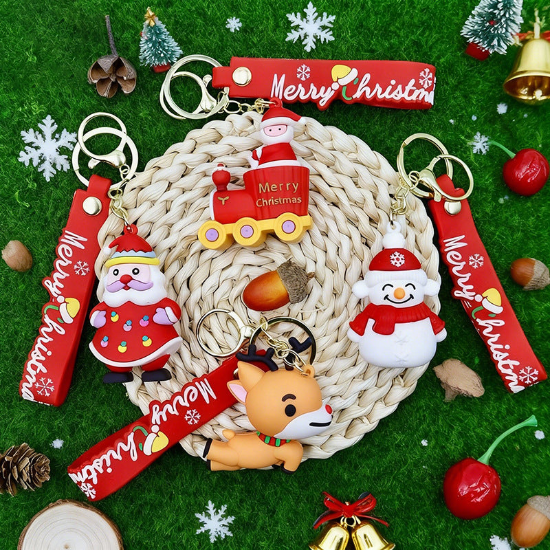 Christmas PVC Soft Rubber 3D Charm Cute Keychain Ornament